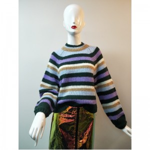 STRIPED ROUND-NECK LADIES SWEATER RLWS0009F