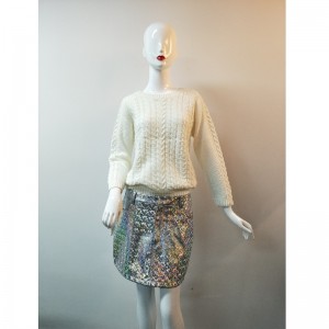 LADIES' WHITE KNIT SWEATER RLWS0020F