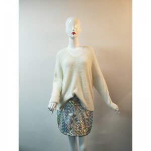 WHITE V-NECK SWEATER RLWS0025F