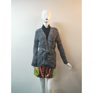 GREY BELT CARDIGAN SWEATER RLWS0031F