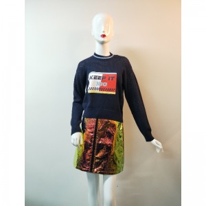 DARK-BLUE  PRINT  SWEATER RLWS0041F