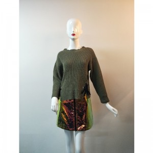 KHAKI SLIT-TIE  SWEATER RLWS0075F