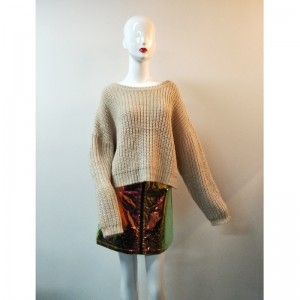 BROWN BOAT NECK SWEATER RLWS0079F