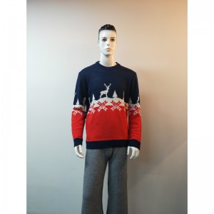 NAVY&RED PRINT SWEATER RLMS0051F