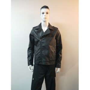 MEN'S BLACK PU BIKER JACKET RLMPJ0001