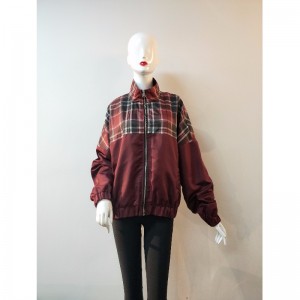 LADIES' BURGUNDY PLAID JACKET RLWJ0002