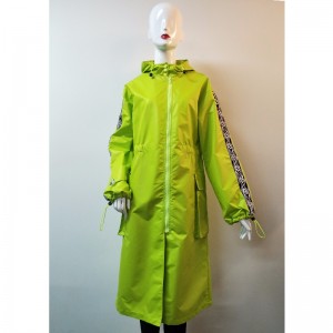 LADIES' FLUORESCENT GREEN LONGLINE WINDBREAK JACKET RLWJ0009