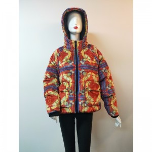 LADIES' COLOURED PRINTED PUFFER COAT RLWC0002