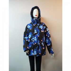 LADIES' FLORAL PRINT PUFFER COAT RLWPC0006