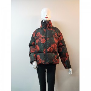 LADIES' FLOWER  PRINT  PUFFER COAT RLWPC0007