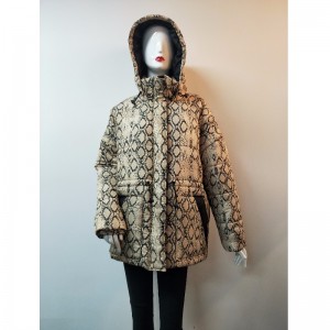 LADIES' SERPENTINE PRINT PADDED COAT RLWPC0008