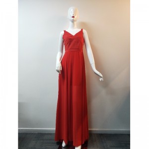 LADIES' RED BANDAGE LONGLINE DRESS JLWD0041
