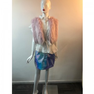 LADIES' PINK SHORT FUR GILET RLWF0014