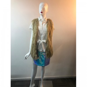 LADIES' SHAGGY GILET IN MUSTARD GOLD RLWF0026