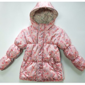 CHILDREN'S PINK FLOWER-PRINT PUFFER COAT RLCPC0008N