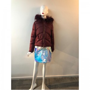 LADIES' BURGUNDY HOODED COAT RLWPC0066