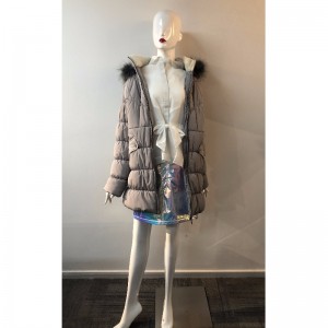 LADIES' GREY HOODED COAT RLWPC0070