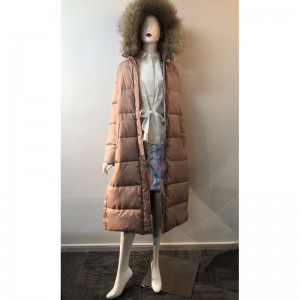 LADIES' LONGLINE PUFFER COAT IN CHAMPAGNE RLWPC0073