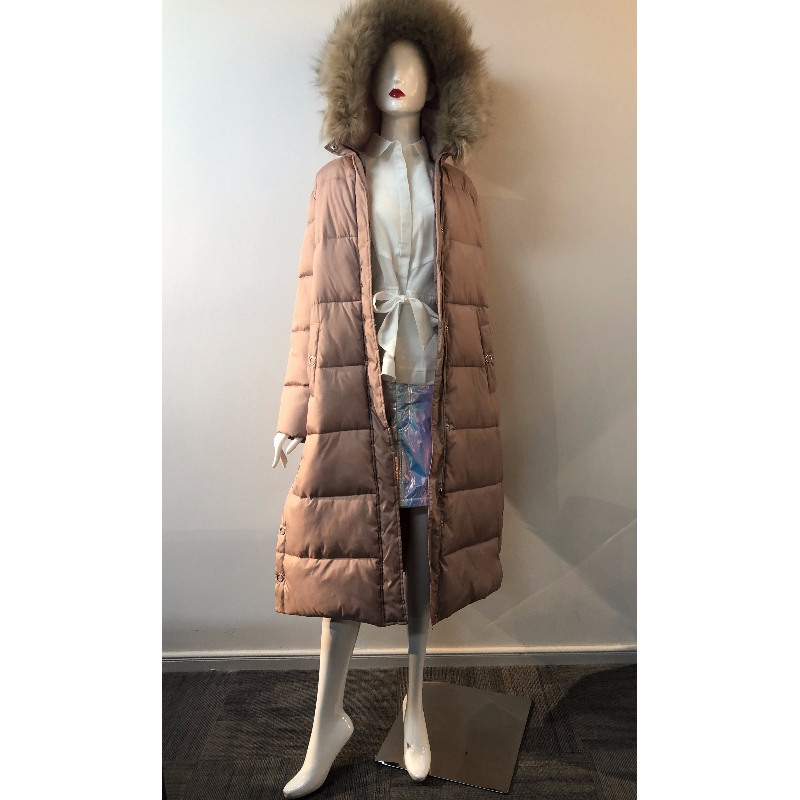LADIES' LONGLINE PUFFER COAT IN CHAMPAGNE RLWPC0073