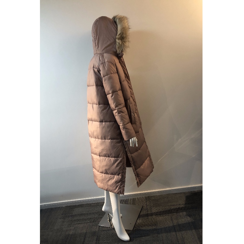 LADIES' LONGLINE PUFFER COAT IN CHAMPAGNE RLWPC0073