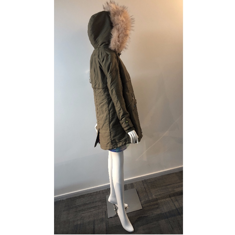LADIES' KHAKI HOODED COAT RLWPC0074