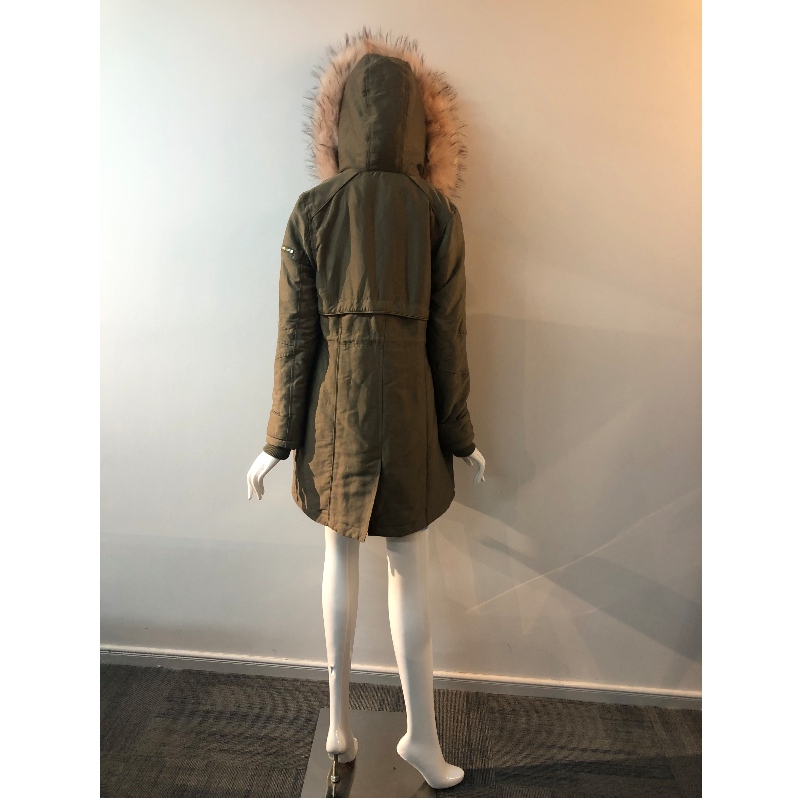 LADIES' KHAKI HOODED COAT RLWPC0074
