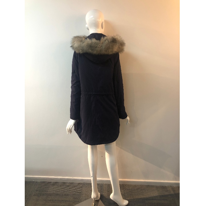 LADIES' BLACK HOODED COAT RLWPC0076