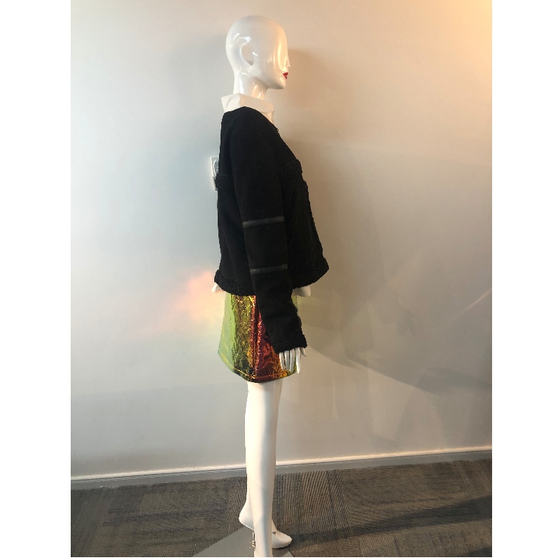 LADIES' BLACK COLLARLESS COAT RLWPC0080