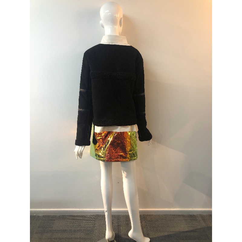 LADIES' BLACK COLLARLESS COAT RLWPC0080
