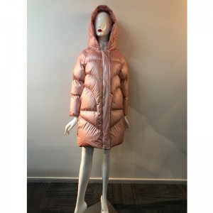 LADIES' LONGLINE PUFFER COAT IN PINK RLWPC0081