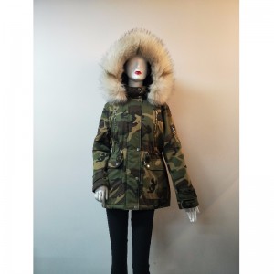 LADIES' CAMO HOODED COAT RLWPC0090